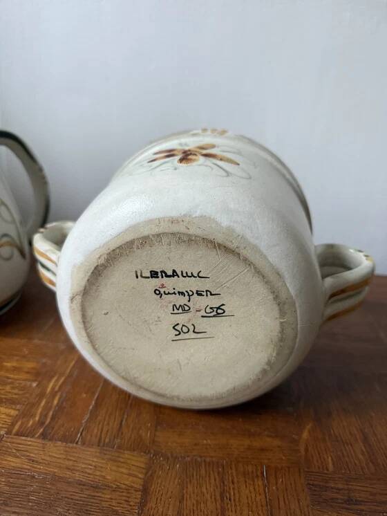 Keraluc Quimper plant pot and pitcher set