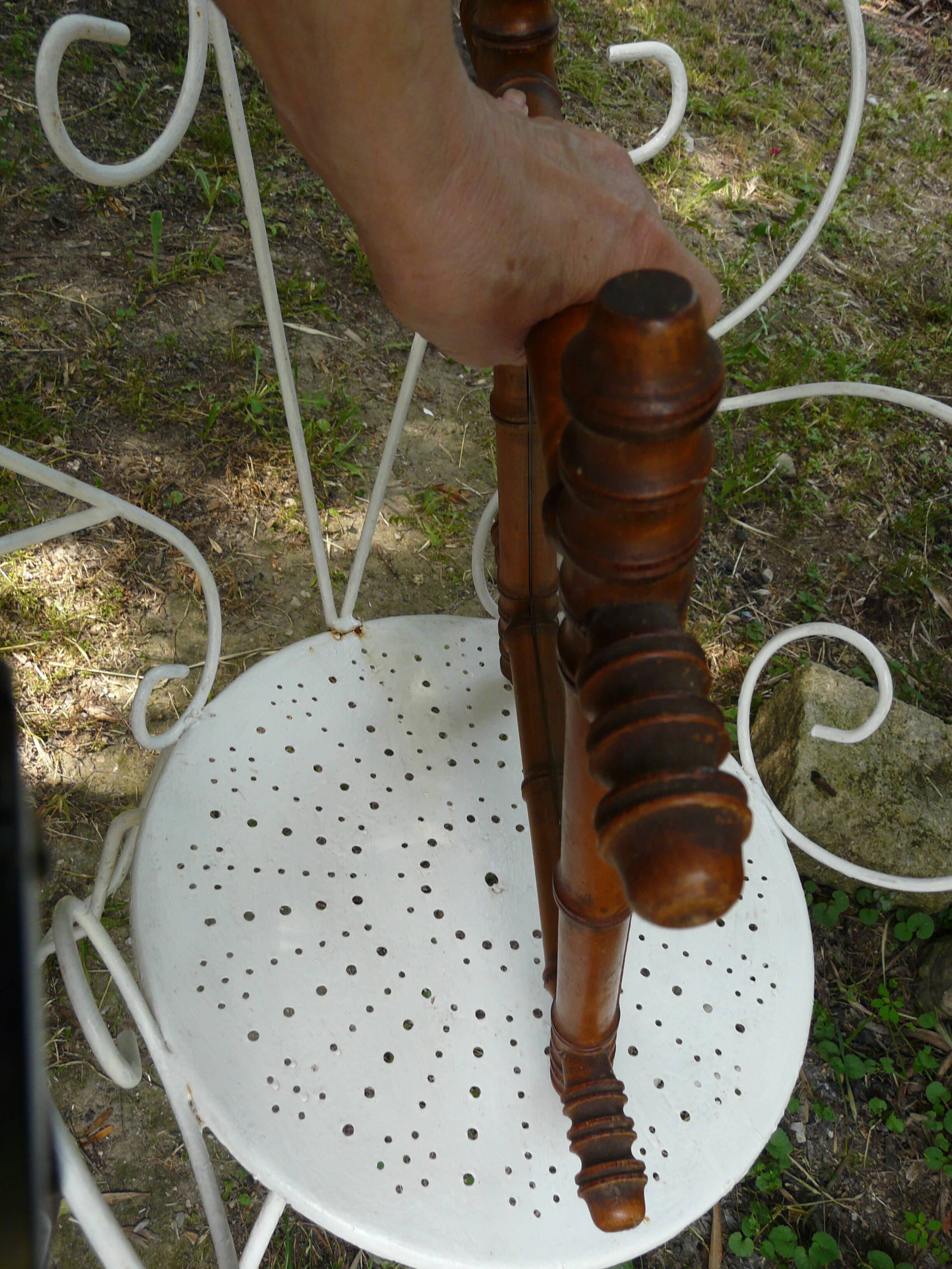 Antique turned wooden mirror in bamboo style H.47cm.