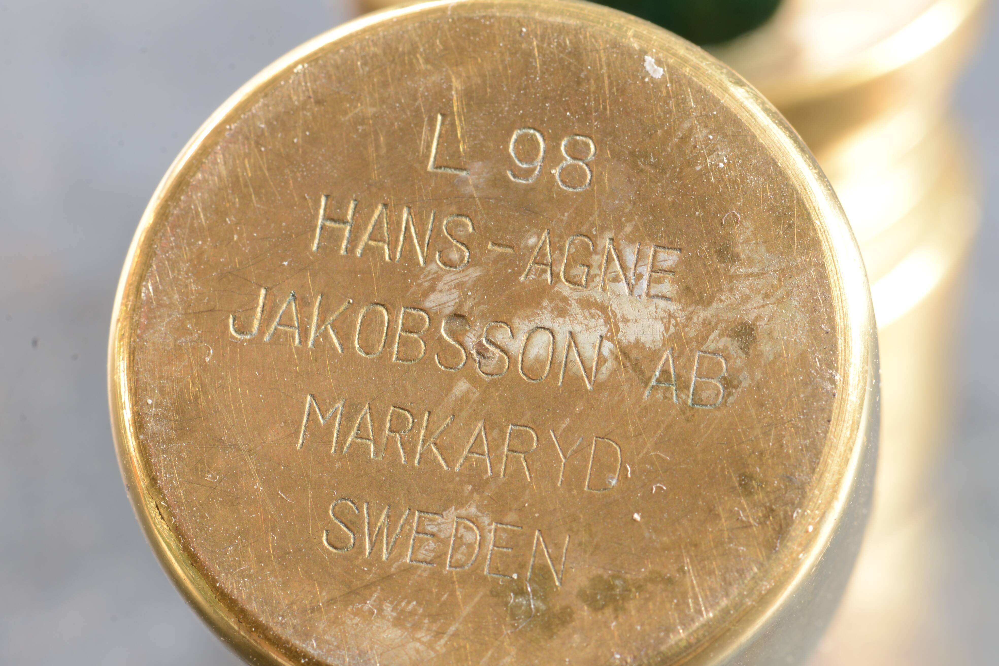 3 brass candlesticks by Hans Agne Jakobsson, Suede circa 1960
