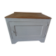 Storage furniture, bedside, pearl grey patinated sofa end, oak tray.