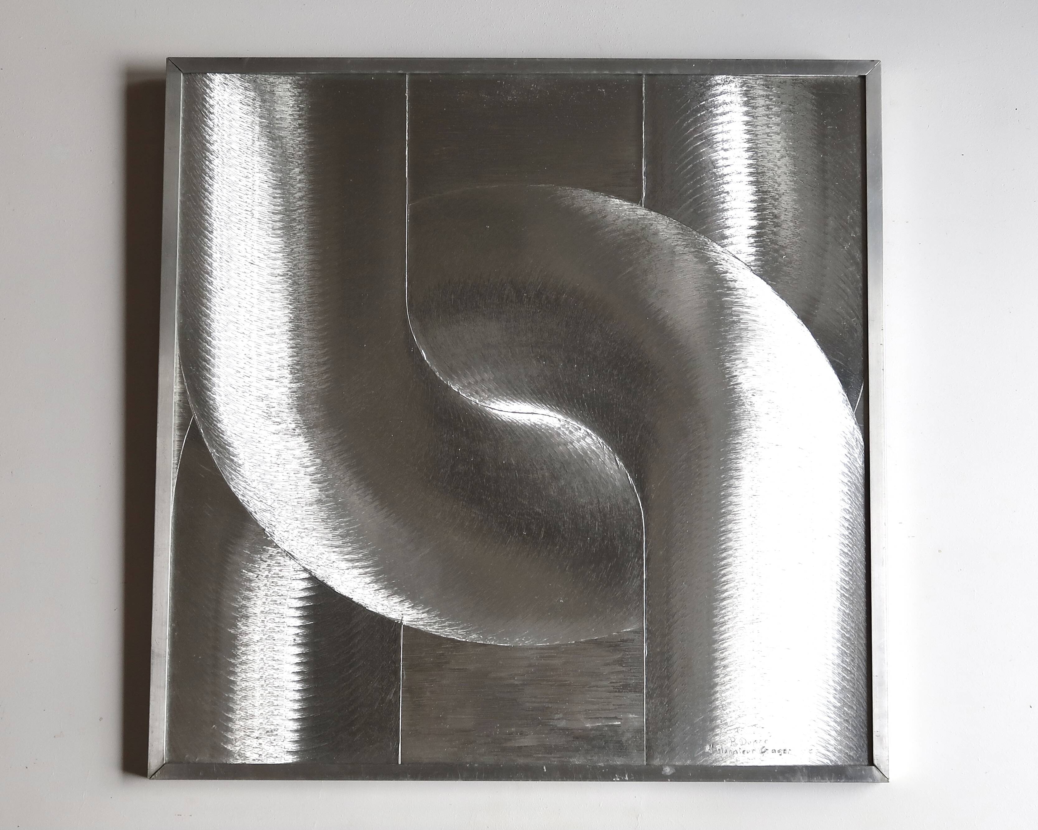 Tableau link of chain kinetic optical art signed by Patrick Dupré