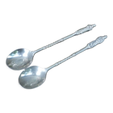 Set of 2 souvenir spoons in silver metal