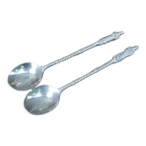 Set of 2 souvenir spoons in silver metal