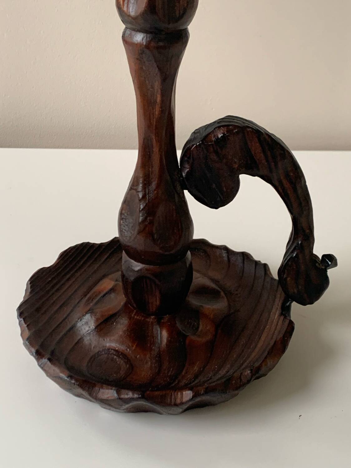 70s wooden candle holder