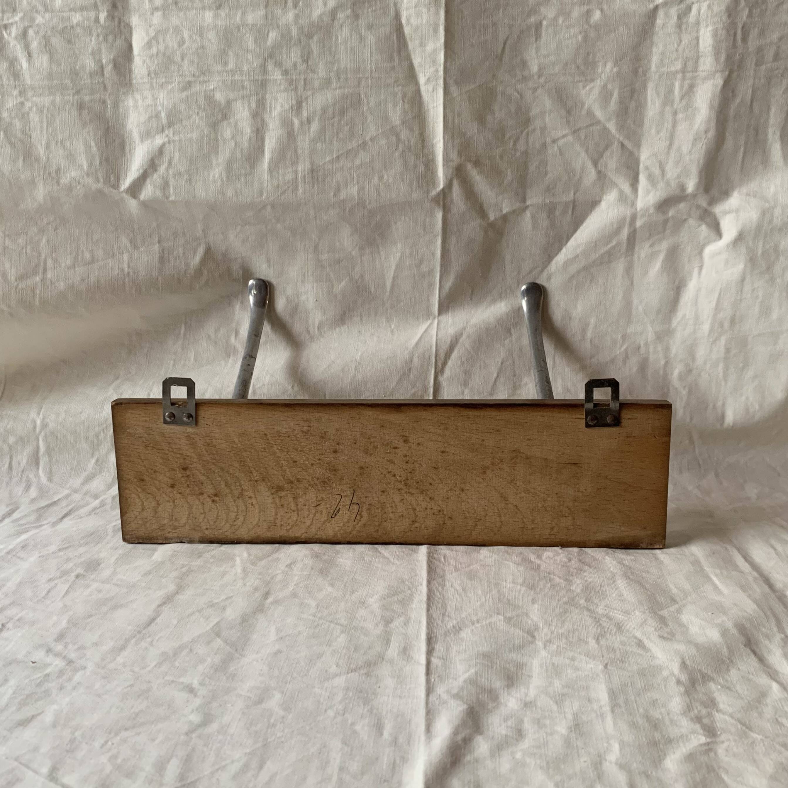 Vintage wooden wall coat rack - 2 hooks
