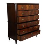 Commode Chiffonnière Ancienne en Acajou Flammé sur Chêne XIXe Siècle