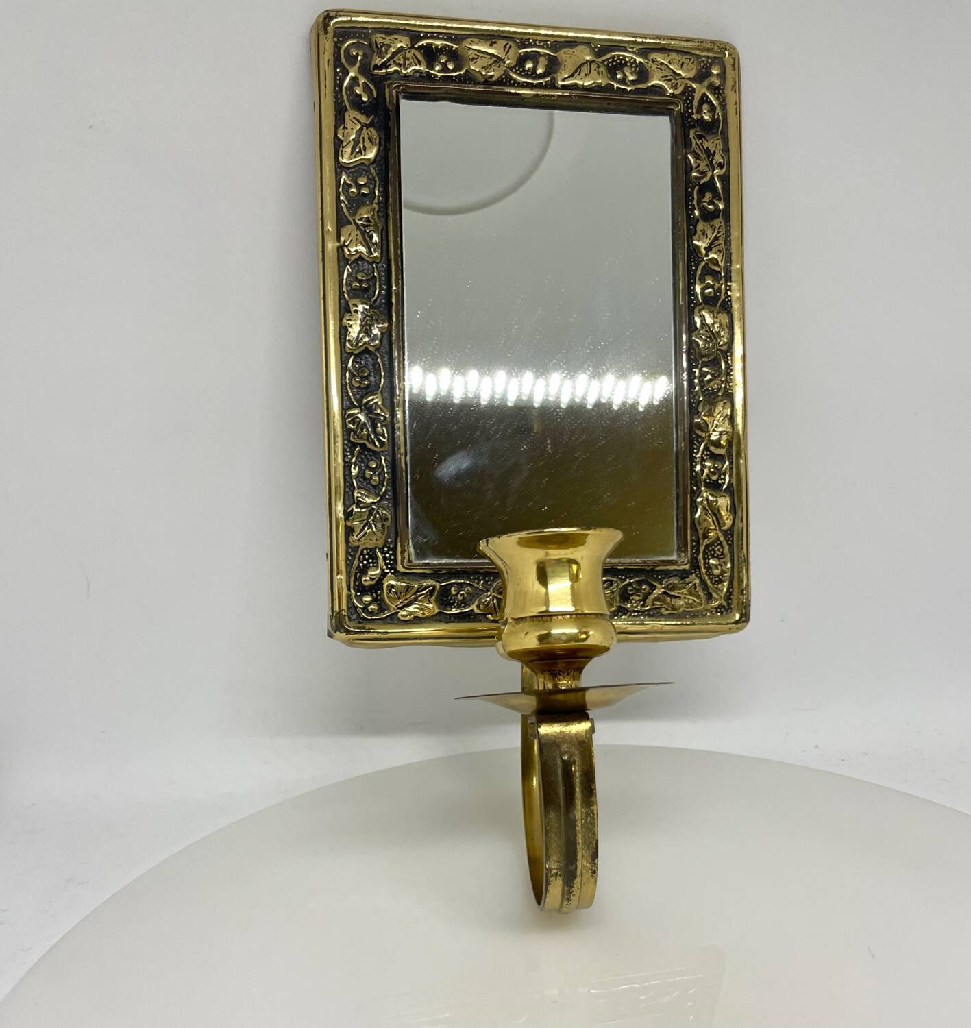 Vintage  Brass Wall mirrored Candle Sconce