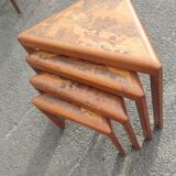 4 nesting tables in solid rosewood and Asian marquetry