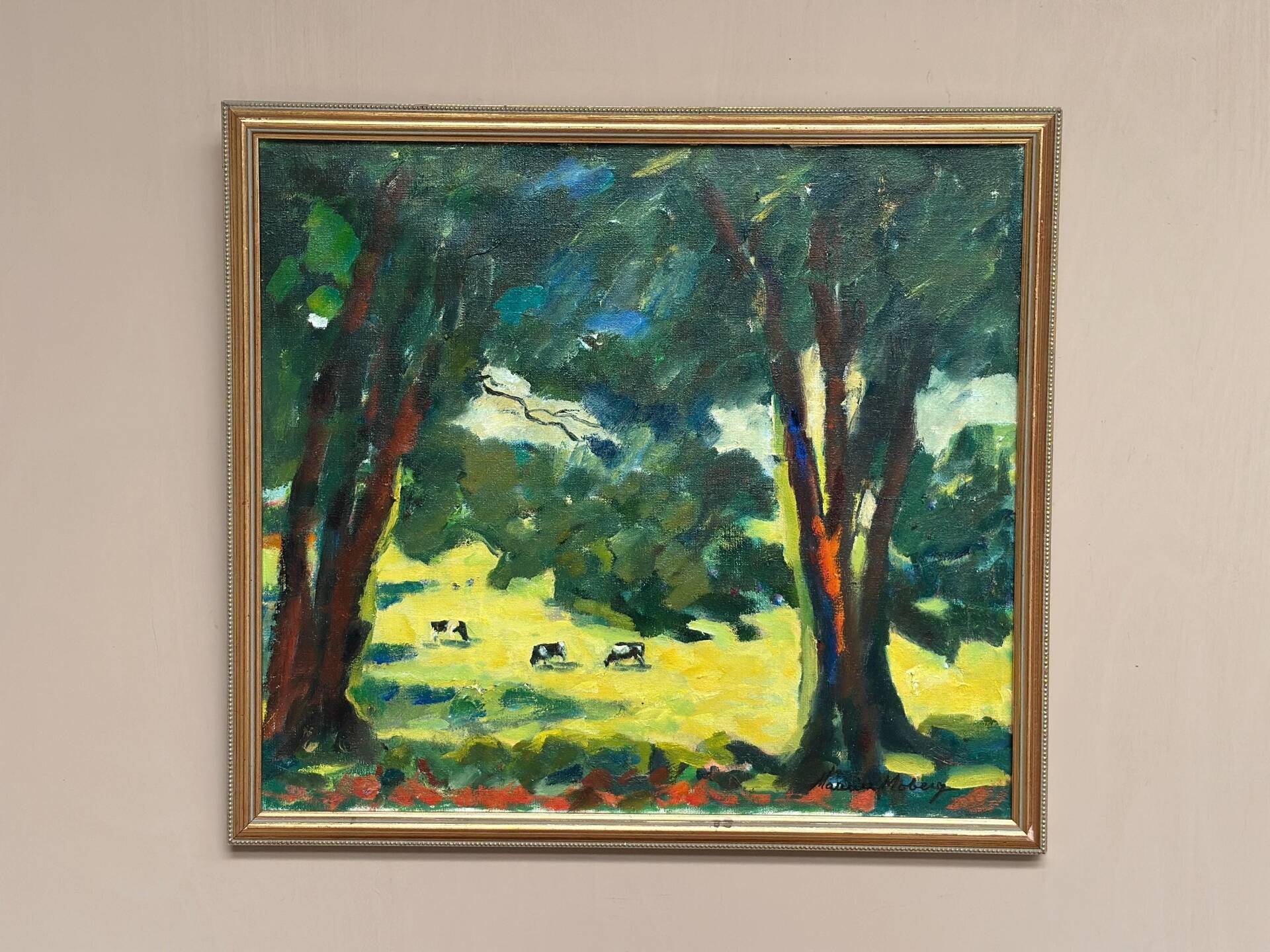 Swedish Oil on Canvas – “Gläntan, Båstad” by Maurice Moberg (1923–2014