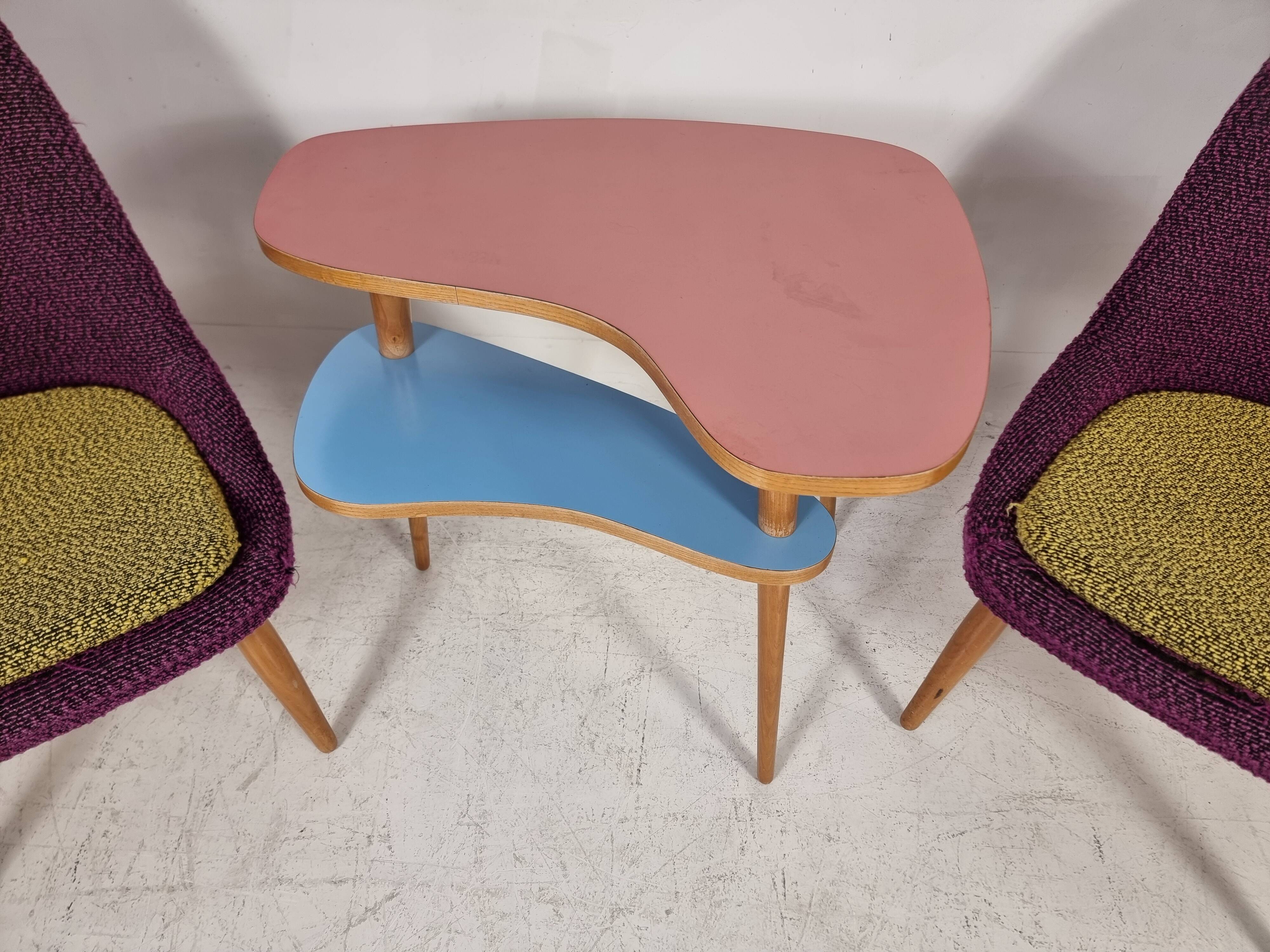 Vintage Chairs and Table, 1960s, Set of 3