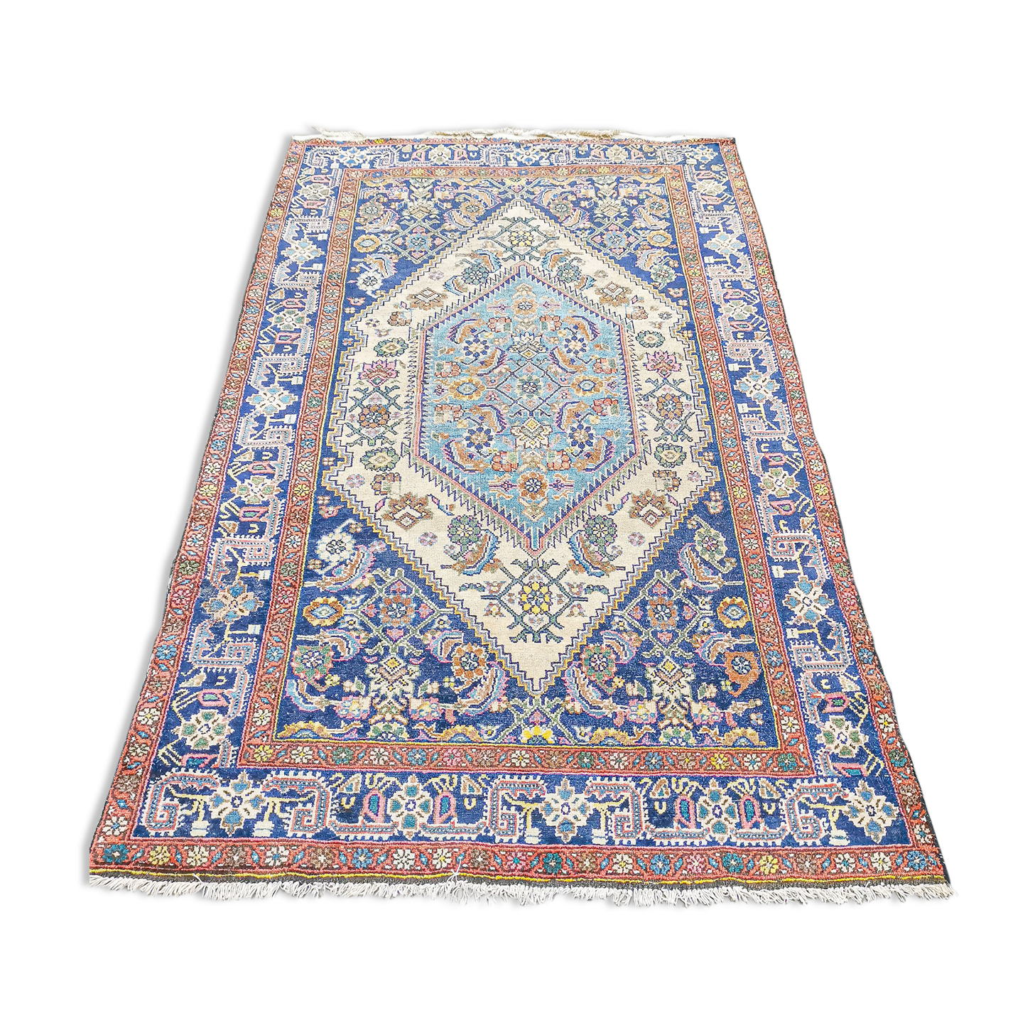 Tapis d'orient fait main vintage persan ancien Melayer 216 X 130