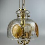 1960's 1970's brutalist ceiling lamp pendant lamp brass & murano glass