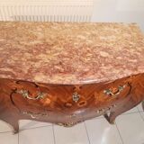 Comfortable style Louis XV rosewood, curved all sides, décor marked with flowers