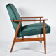 Vintage armchair "Fox" - designer H. Lis, 1970s, green bottle velvet