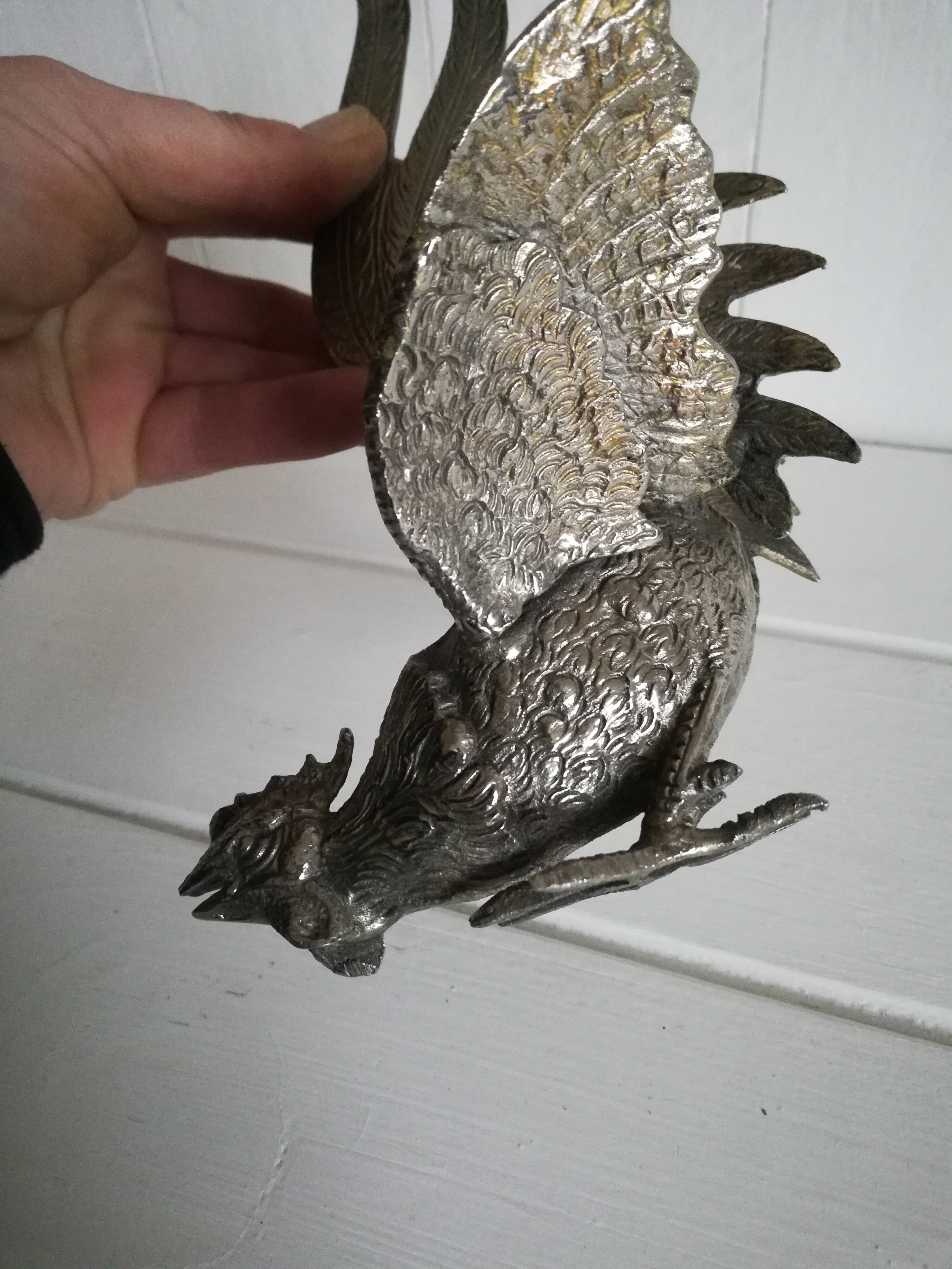 Silver metal rooster / Greenhouse book