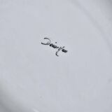 Oval dish decorated with hand-painted blue fish, Mediterranean style