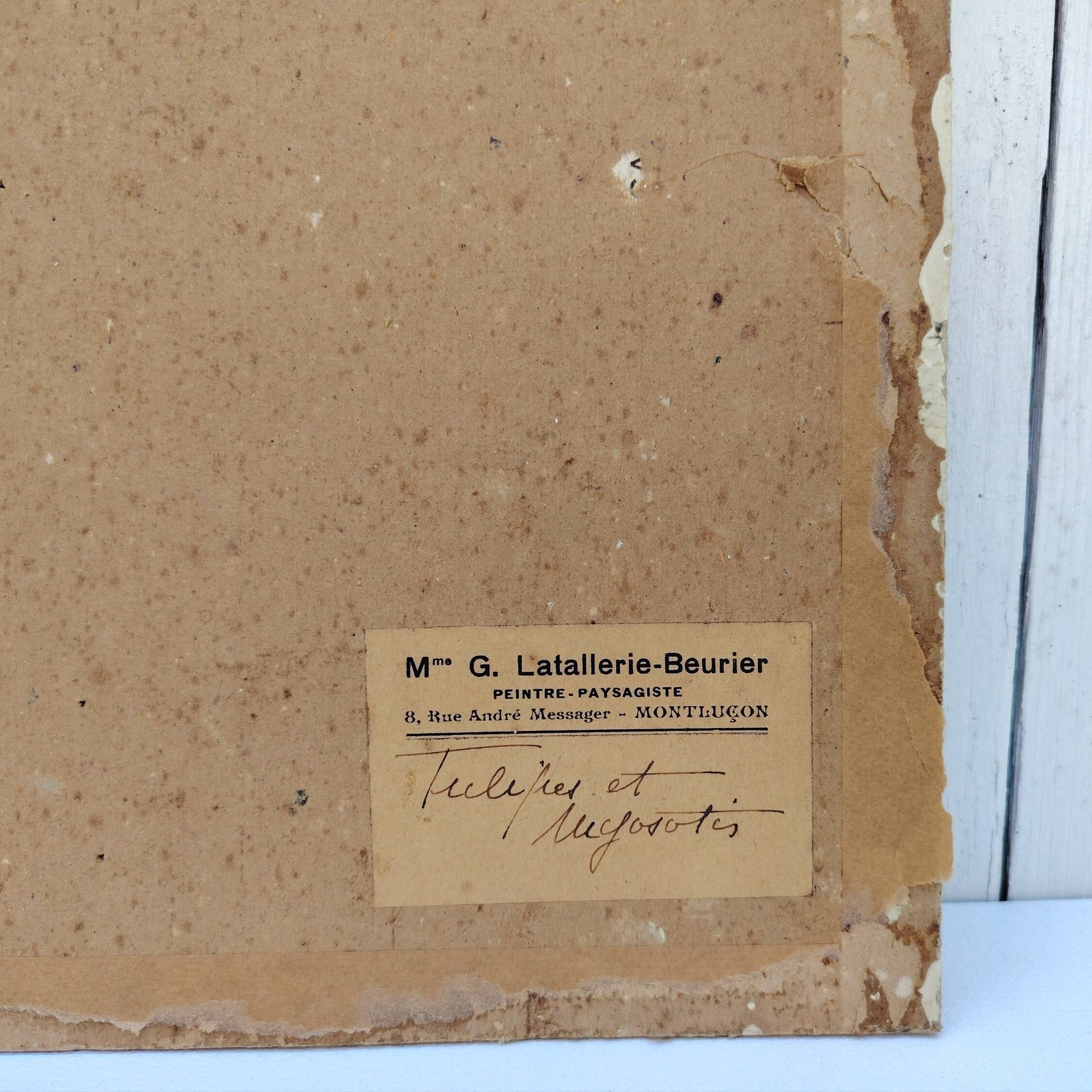 Oil on cardboard Tulips and Forget-me-nots Latallerie-beurier