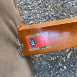 2 club chairs in curved solid wood and embroidered silk burgundy fabric.