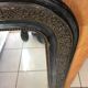 Antique Louis Philippe mirror in black wood & plaster beads row + vintage friezes