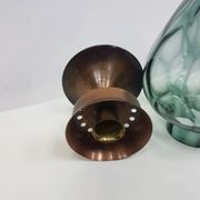 Candlestick, gold-tone brass, clear greenish glass, Austria, 1960s.