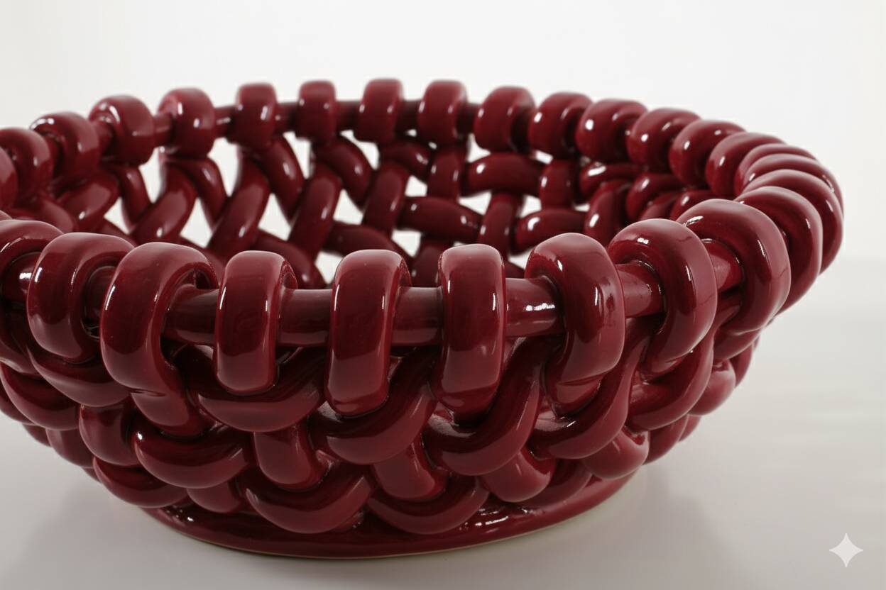 Jérôme Massier, woven ceramic fruit bowl for Vallauris, France.