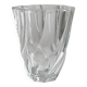 Clear glass vase, twisted design.
