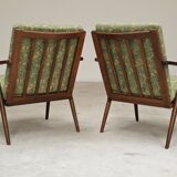 Pair of green flower boomerang armchairs by Antonin Suman for Ton (Thonet)