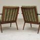 Paire de fauteuils boomerang vert fleur Antonin Suman pour Ton (Thonet)
