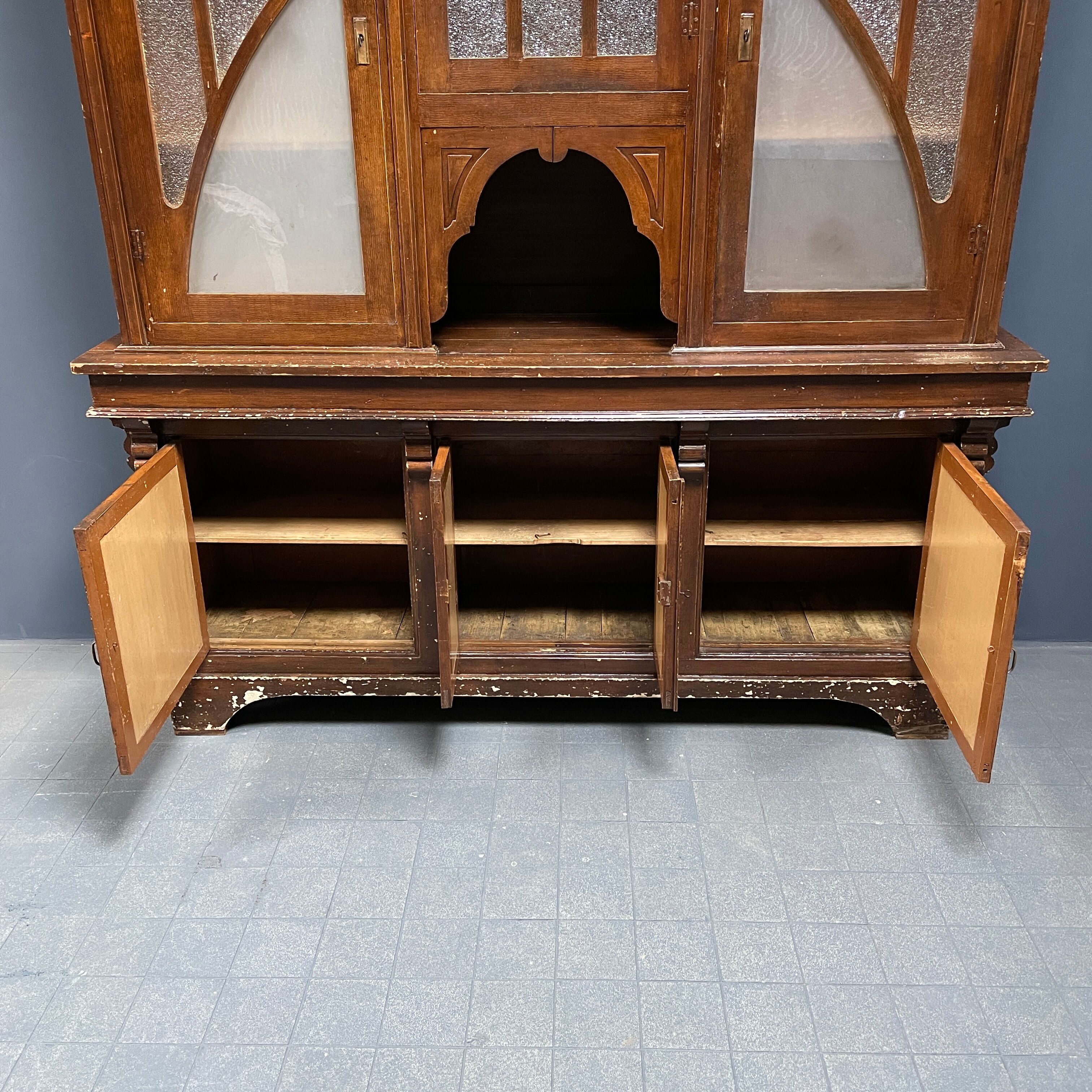 Large art deco cafe cabinet from Belgium, 1920s.