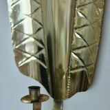 Pair of mid-century Swedish brass shield shape sconces