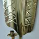Pair of mid-century Swedish brass shield shape sconces