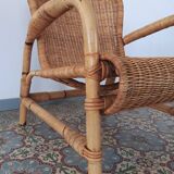Rattan and bamboo armchair, 70s