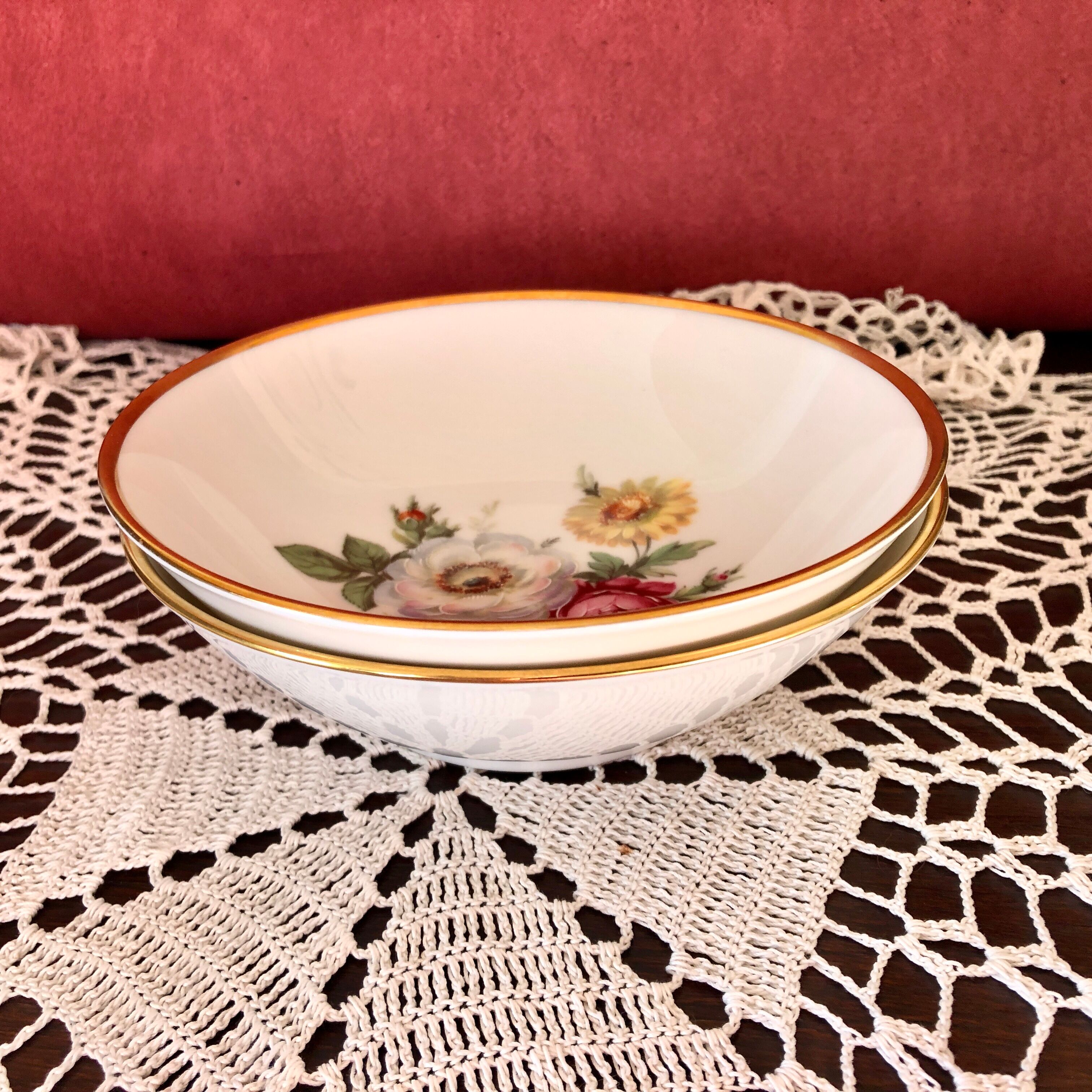 Set of 2 porcelain cups floral decoration KAISER