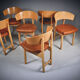 Vintage dining chairs in natural leather and beech Italy
