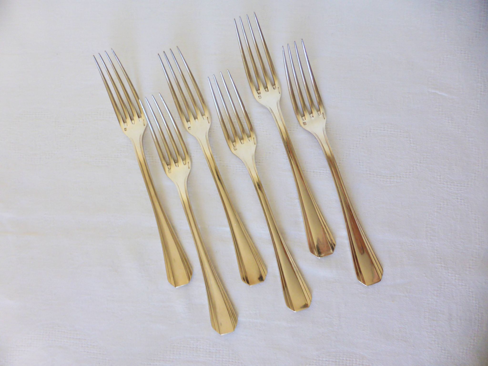 6 Christofle Art Deco style silver-plated metal forks 2106256
