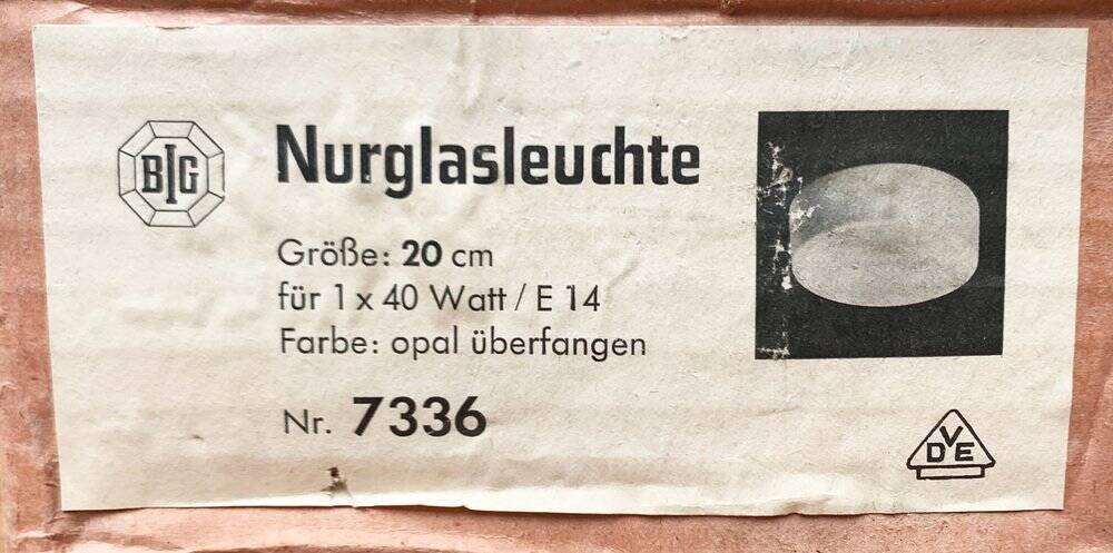 Mid-century German minimalist glass ceiling or wall lamp by Big, 1960s.