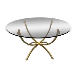 Table basse en laiton et verre