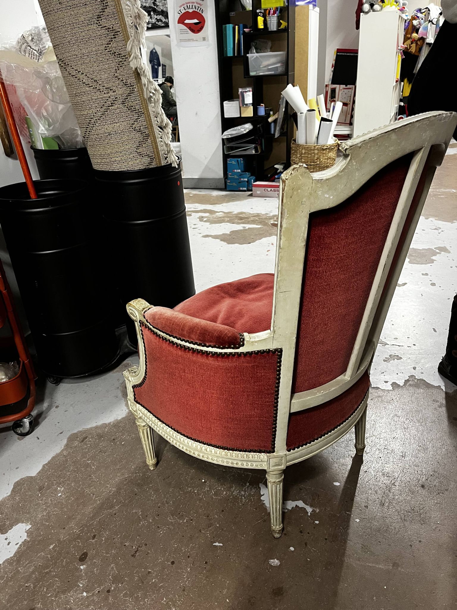 Antique Louis XVI style armchair - around 1900 - traditional upholstery