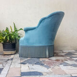 Velvet ottoman chair vintage toad velvet blue 70s