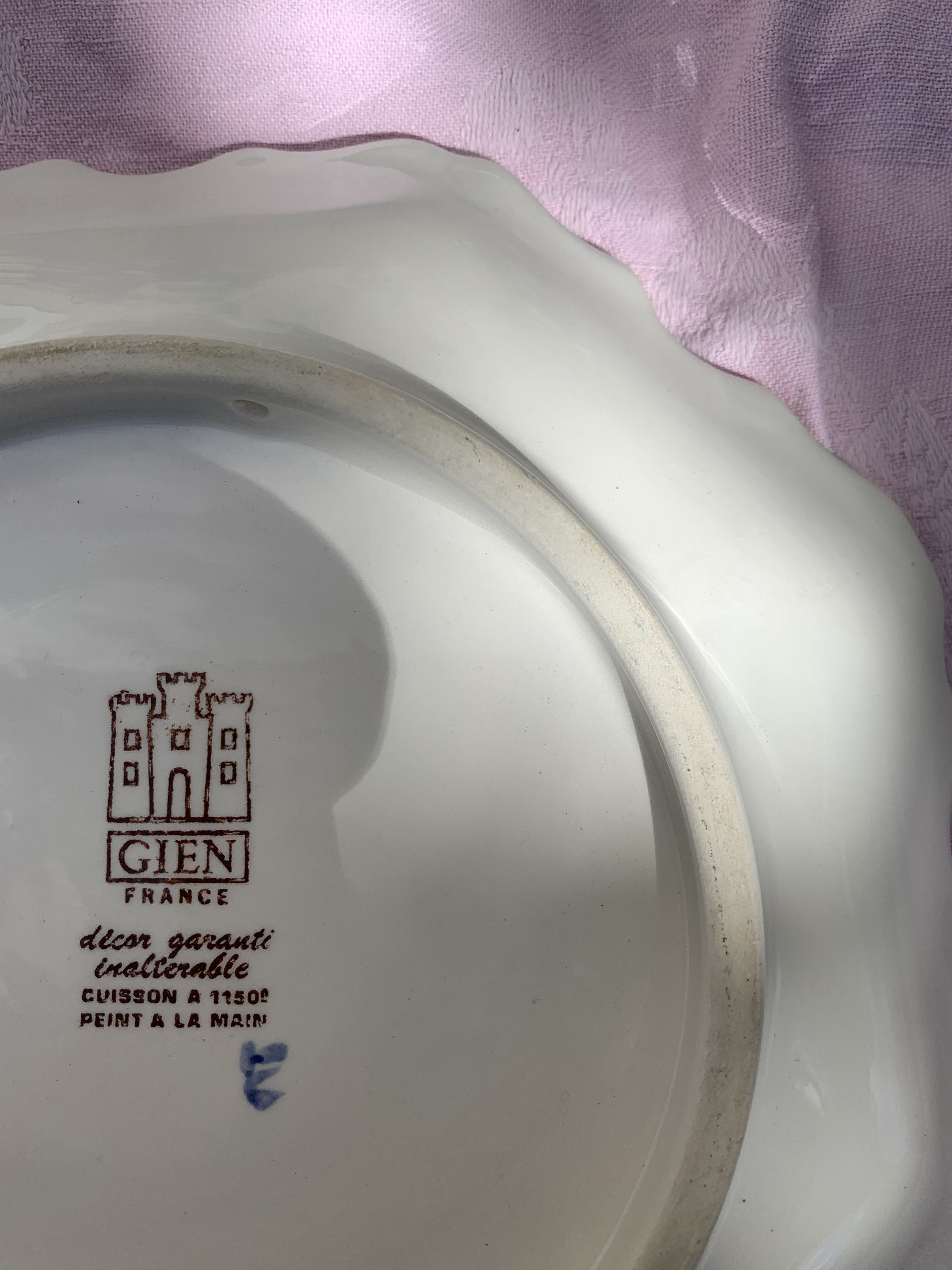 Collection plate gien france peonies, hand painted, vintage