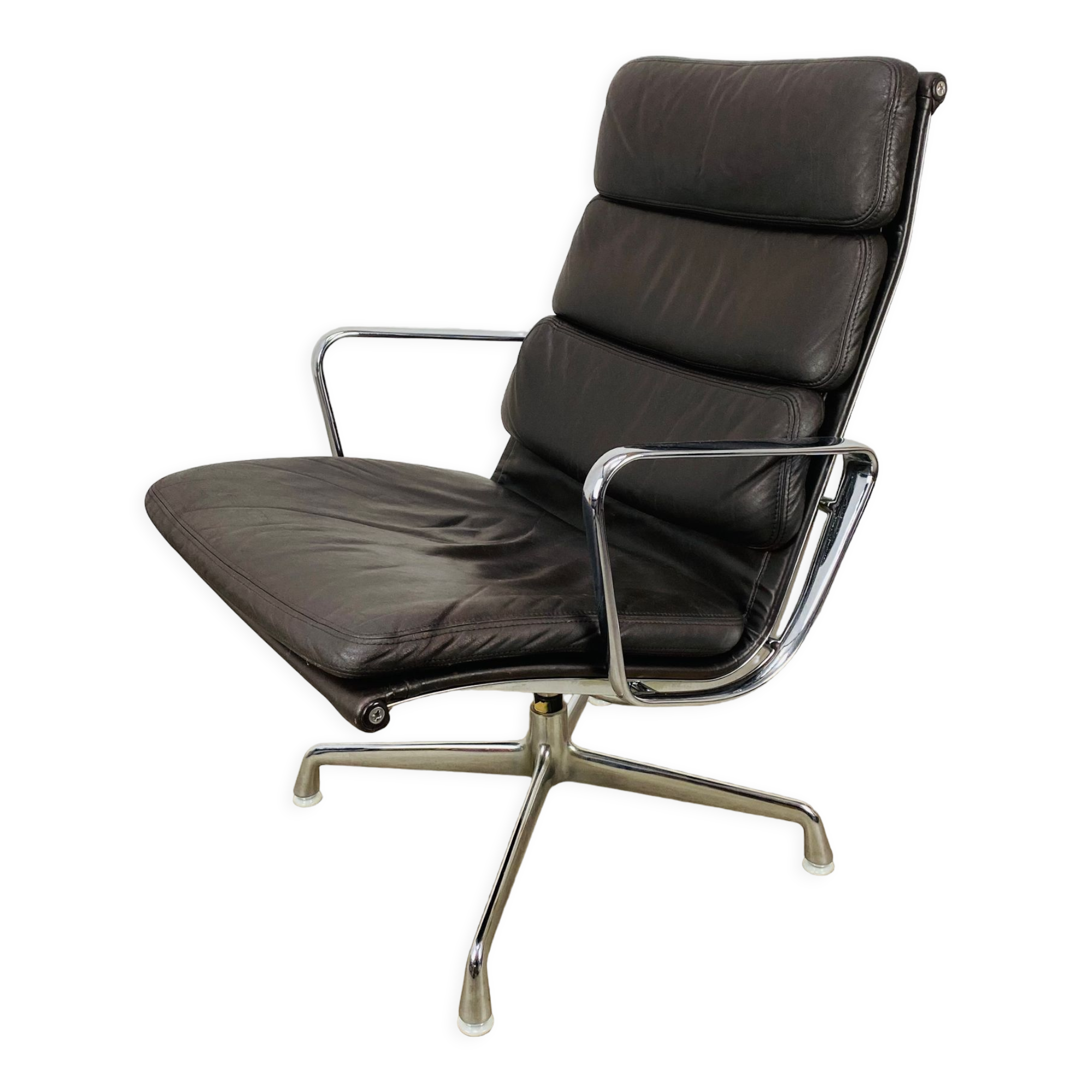 Armchair Ea 216 Eames edition Herman Miller brown leather