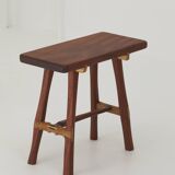 Contemporary handcrafted stool / end table in solid sipo and oak wood