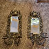 Miroir bougeoirs en bronze 18x46cm