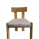 Chaise en bois massif avec assise aspect lin