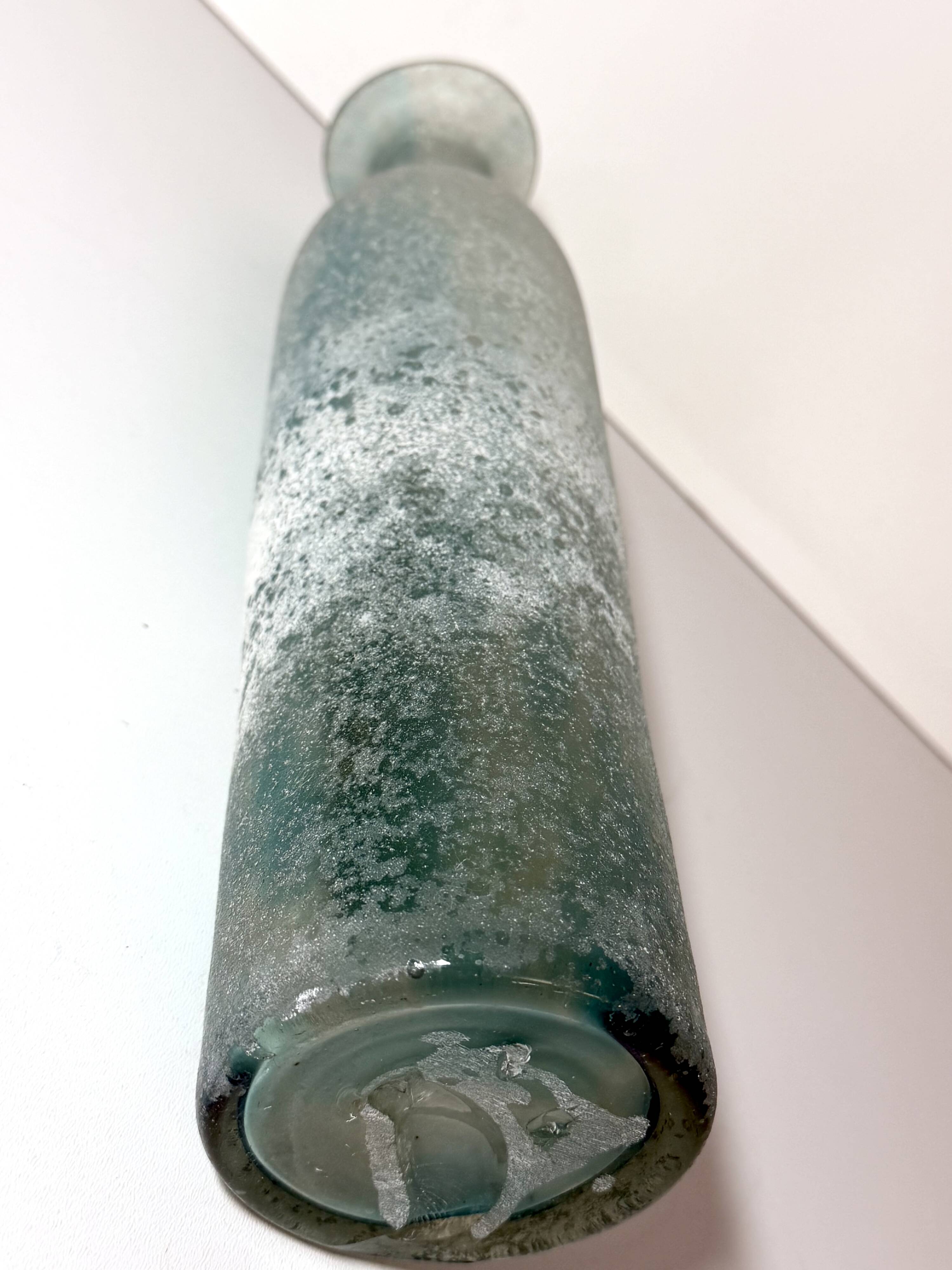 Teal Scavo Glass Bottle Vase attr. to Gino Cenedese, Italy