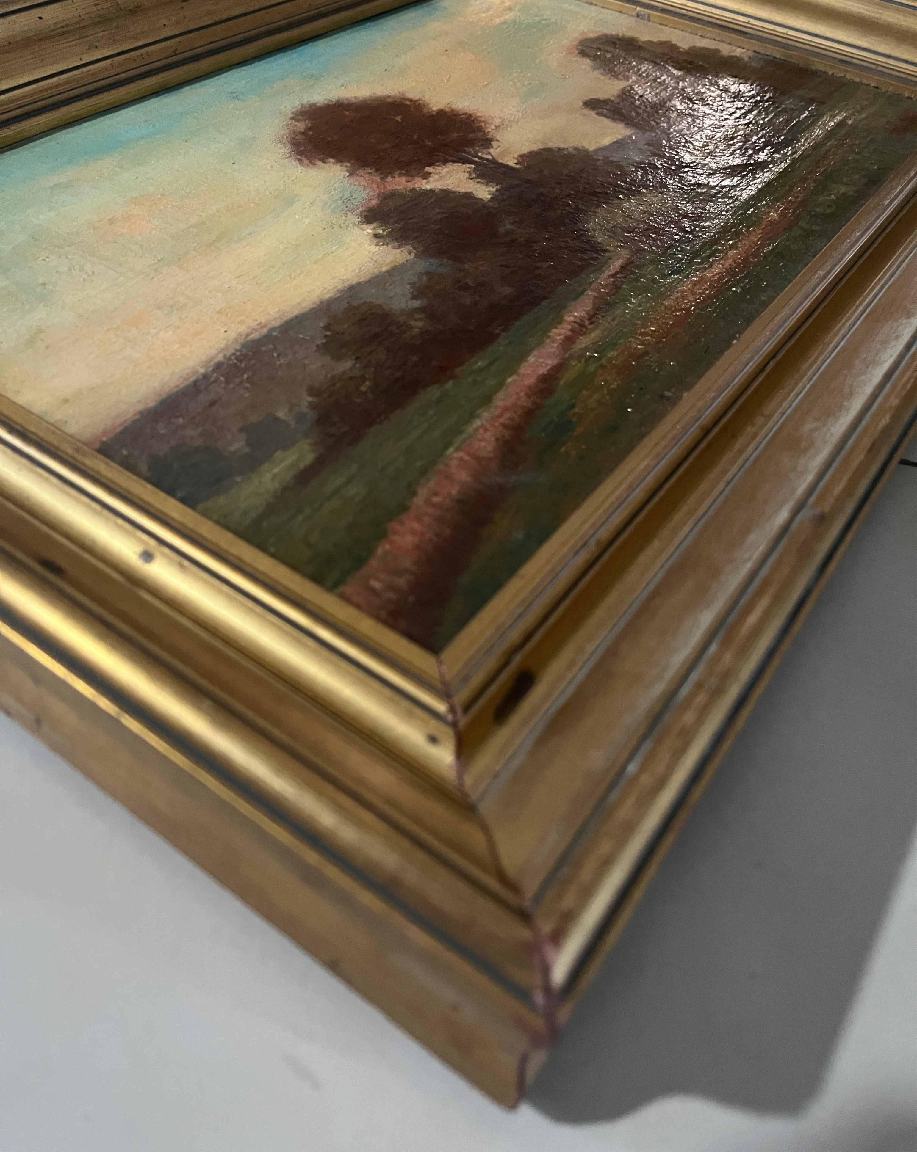 Tableau HST "Twilight Countryside" signed (?) + frame
