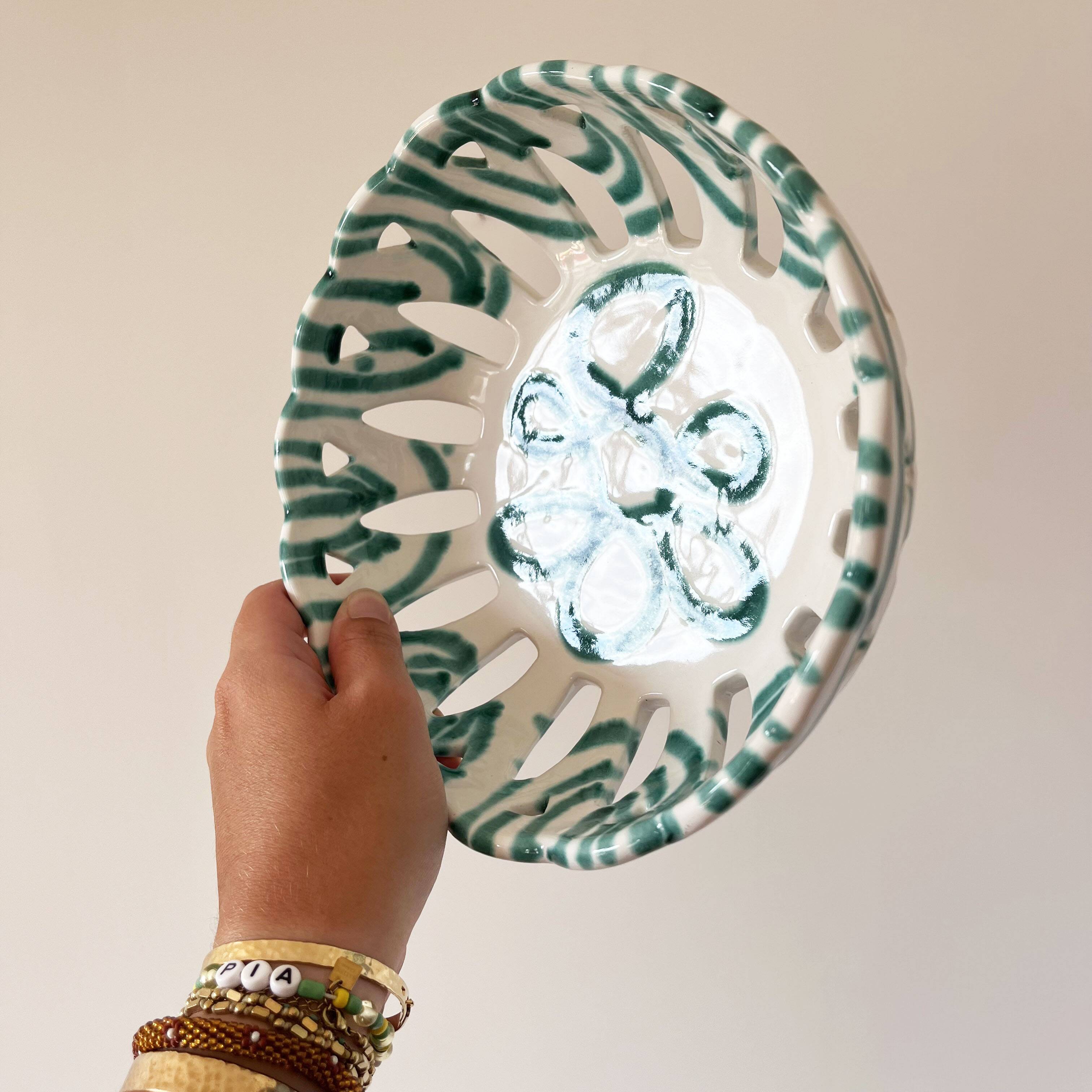 Gmundner Keramik openwork ceramic fruit bowl