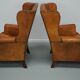 Old Patinated Dutch Cognac Colored Leather Club Chair, Set of 2