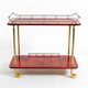 Superbe grand chariot de service en peau de chèvre rouge Aldo Tura des années 1960 | Fabriqué en Italie