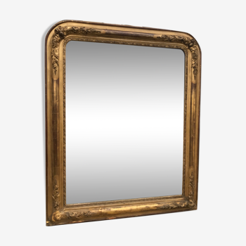 Miroir Louis-Philippe doré à la feuille d'or, 99x82cm